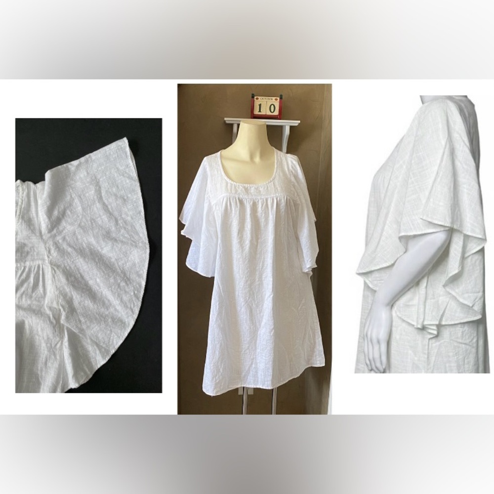 Old Navy Dress Womens Medium White Butterfly Sleeve Boho Neutral Minimalist